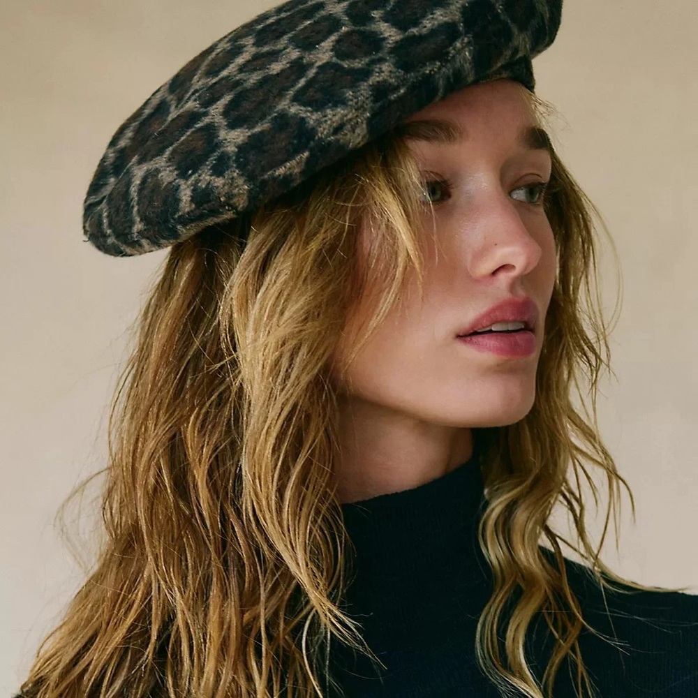 ‼️SOLD‼️  14. NWT! Free People X Understated Leather Penny Leopard Beret
